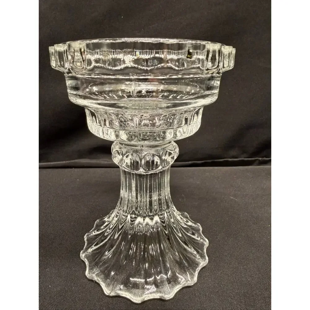 Pair of L.E. Smith Vintage Pink Fairy Lamps Clear Glass Pedestal Candle Holders